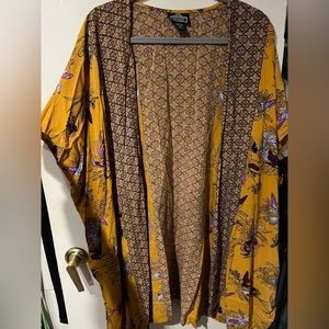 Angie burnt orange and floral printed kimono size small
